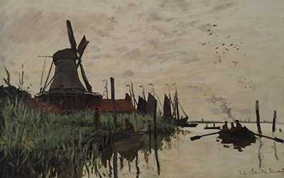 Windmill and Boats near Zaandam Claude Monet